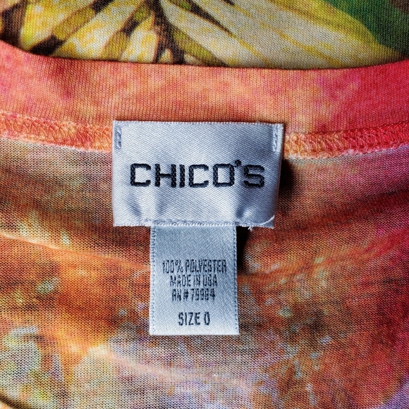 CHICO'S Tropical Paradise Parrot Rhinestone Sparkle 3/4 Sleeve Blouse Size 0 EUC - Picture 4 of 16